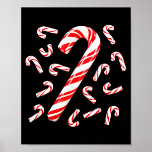 Red And White Candy Cane Santa Christmas Poster