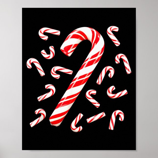 Red And White Candy Cane Santa Christmas  Poster (Front)