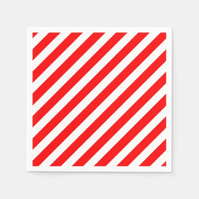 Red and White Candy Cane Stripes Paper Napkins (Front)