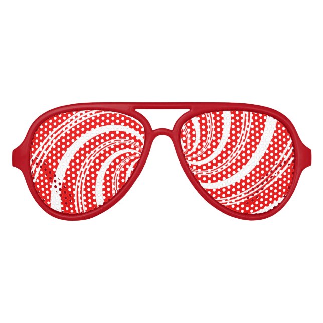 Red and White Candy Cane Twirl Aviator Sunglasses (Front)