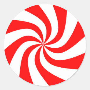 red and white candy classic round sticker