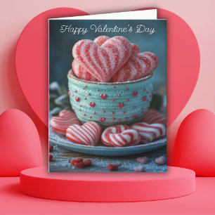 Red and White candy Hearts Valentine's Greeting Card