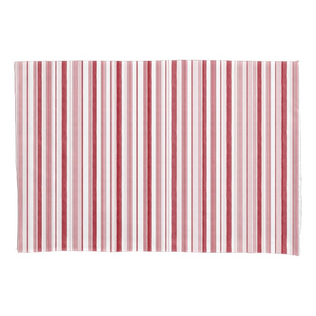 Red and White Candy Stripe Pillow Case Shams (Front)