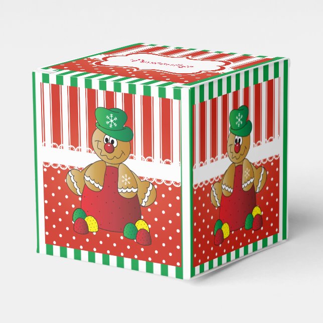 Red and White Candy Stripes and Santa Claus Favour Box (Front Side)