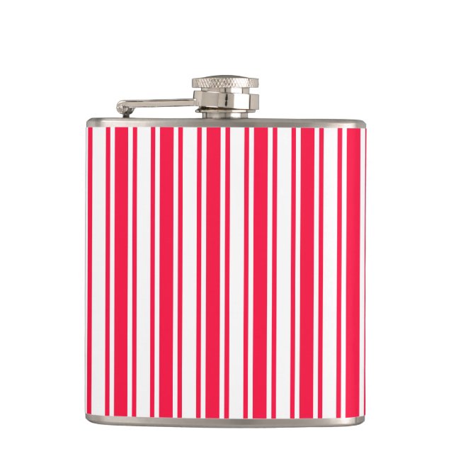 Red and white candy stripes hip flask (Front)
