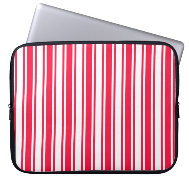 Red and white candy stripes laptop sleeve (Front)