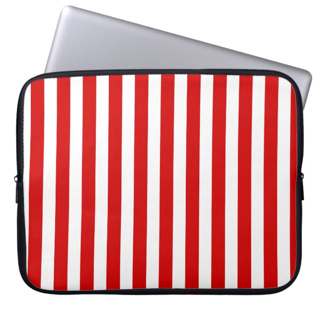 Red and white candy stripes laptop sleeve (Front)