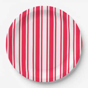Red and white candy stripes paper plate
