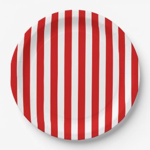 Red and white candy stripes paper plate