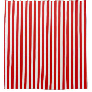 Red and white candy stripes shower curtain