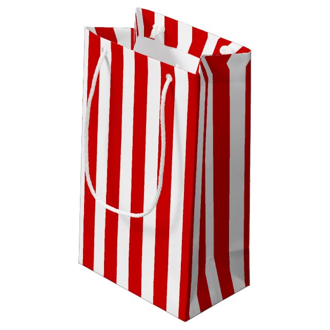 Red and white candy stripes small gift bag (Back Angled)