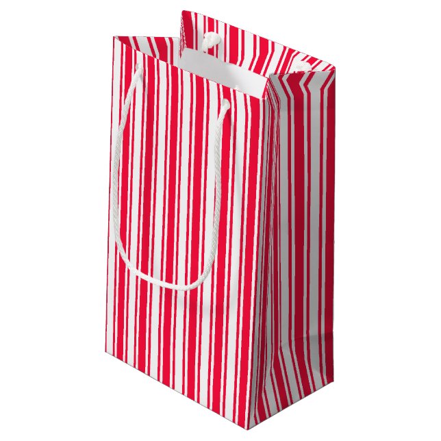 Red and white candy stripes small gift bag (Back Angled)