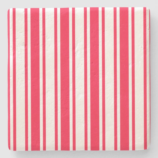Red and white candy stripes stone coaster (Front)