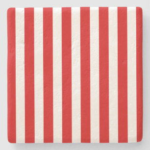 Red and white candy stripes stone coaster