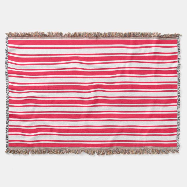 Red and white candy stripes throw blanket (Front)