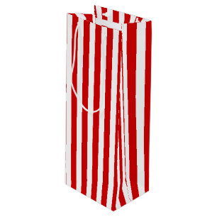 Red and white candy stripes wine gift bag