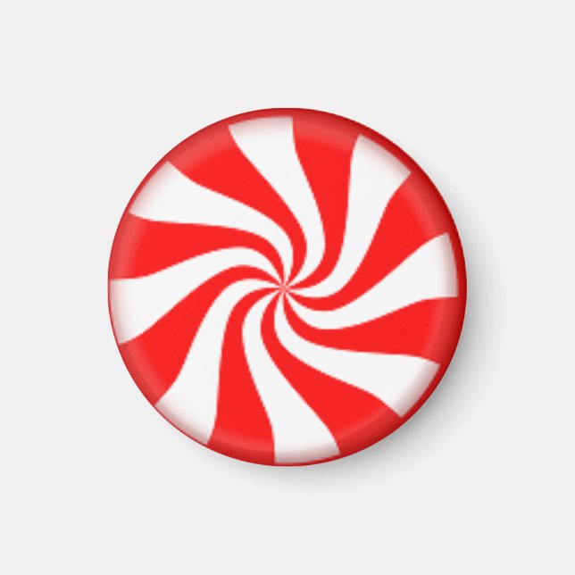 Red and White Candy Swirl Magnet (Front)
