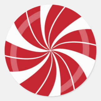 Red and white candy swirl, peppermint candy classic round sticker
