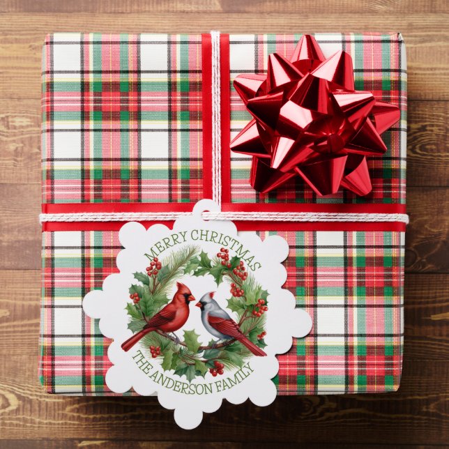 Red and White Cardinal Christmas  Tree Decoration Card (Insitu (Gift))