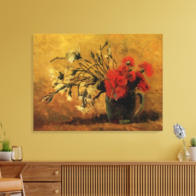 Red And White Carnations by Vincent van Gogh Canvas Print (Insitu(LivingRoom))