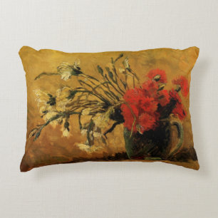 Red And White Carnations by Vincent van Gogh Decorative Cushion