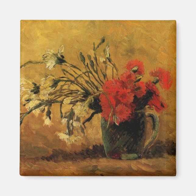 Red And White Carnations by Vincent van Gogh Magnet (Front)
