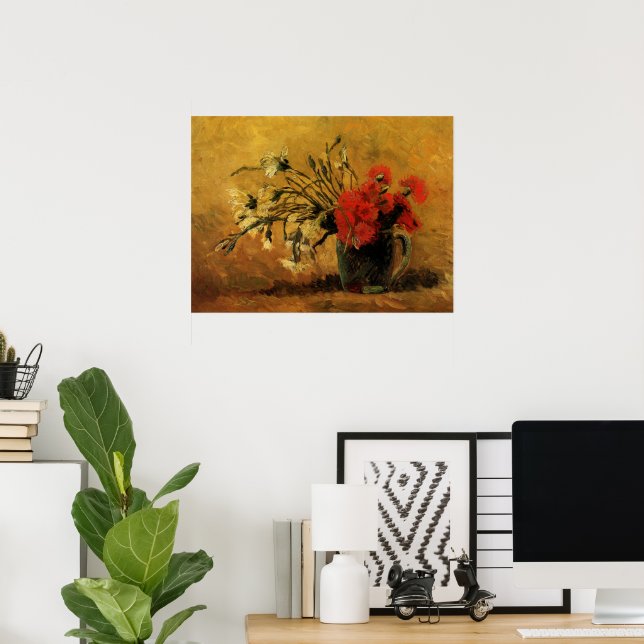 Red And White Carnations by Vincent van Gogh Poster (Home Office)
