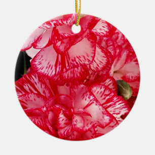 Red and White Carnations-ROUND ORNAMENT