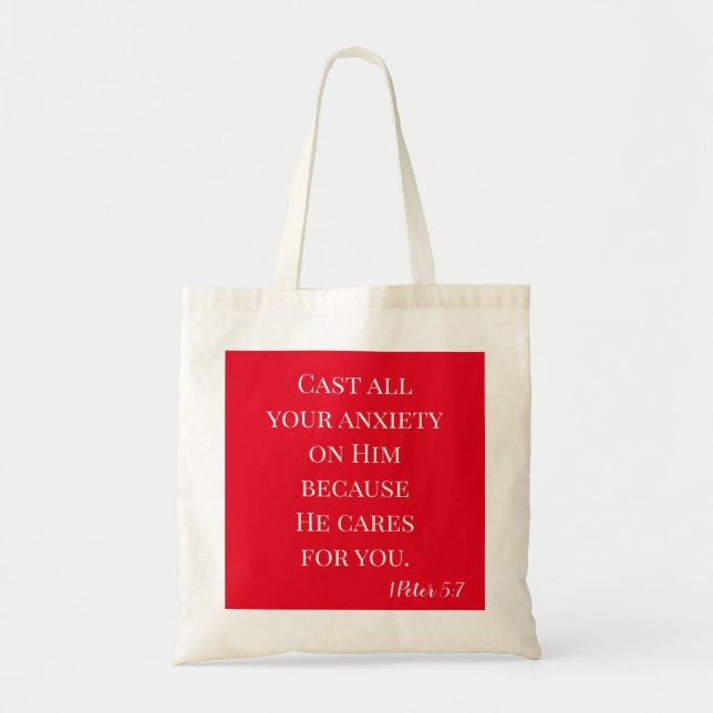 Red and White Cast all care Tote Bag (Front)