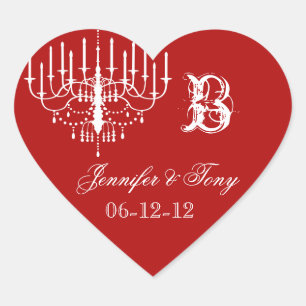 Red and White Chandelier Custom Heart Stickers