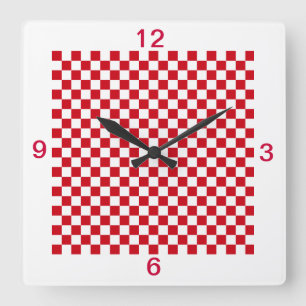 Red and White Checkered Kitchen Clock Numbers