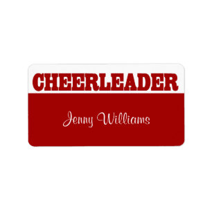 Red and White Cheerleader Name Stickers