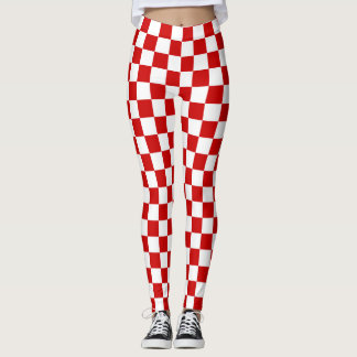 Red and White Chequerboard Leggings
