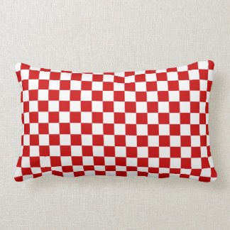 Red and White Chequerboard Lumbar Cushion