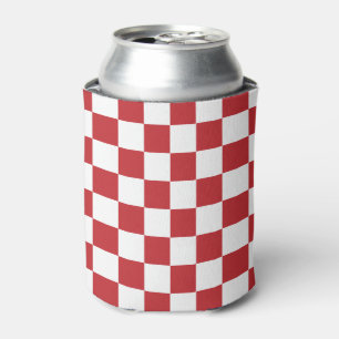 red and white Chequerboard Pattern Can Cooler