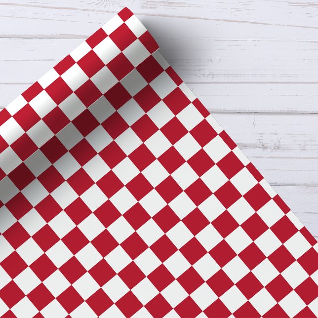 Red and White Chequerboard Pattern Wrapping Paper (Creator Uploaded)