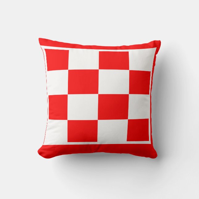 red and white chequered board  pattern cushion (Front)