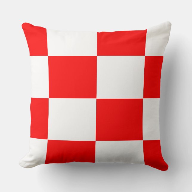 red and white chequered board  pattern cushion (Front)