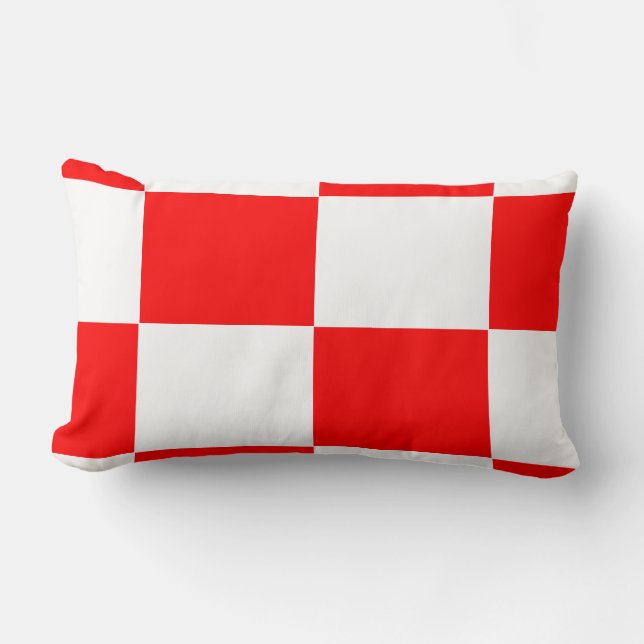 red and white chequered board  pattern lumbar cushion (Front)