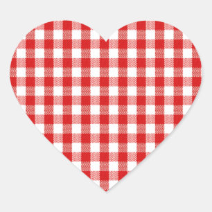 Red and White Chequered Heart Sticker