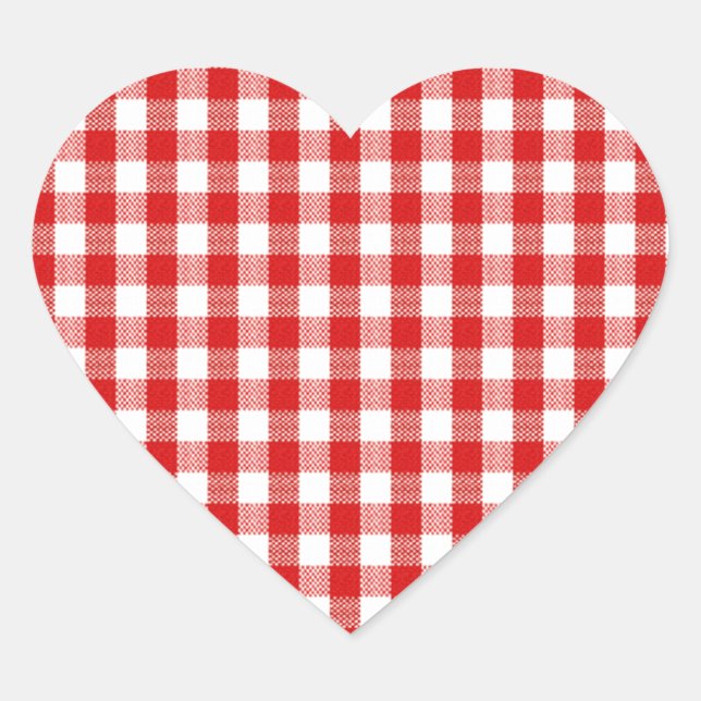 Red and White Chequered Heart Sticker (Front)