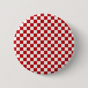 Red and White Chequered Pattern Country BBQ 6 Cm Round Badge