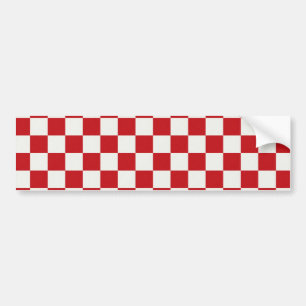 Red and White Chequered Pattern Country BBQ Colour Bumper Sticker