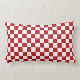 Red and White Chequered Pattern Country BBQ Lumbar Cushion
