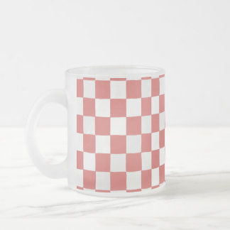Red and White Chequered Pattern Frosted Glass Coffee Mug