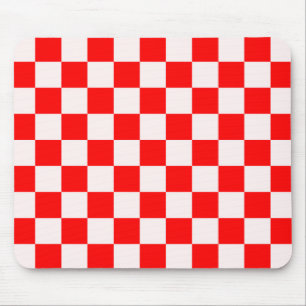 Red and White Chequered Pattern  Mouse Mat