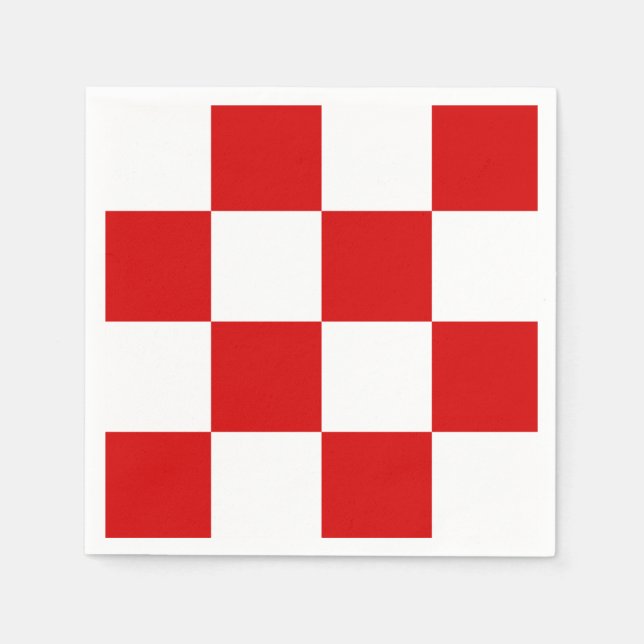 Red and White Chequered Pattern Napkin (Front)