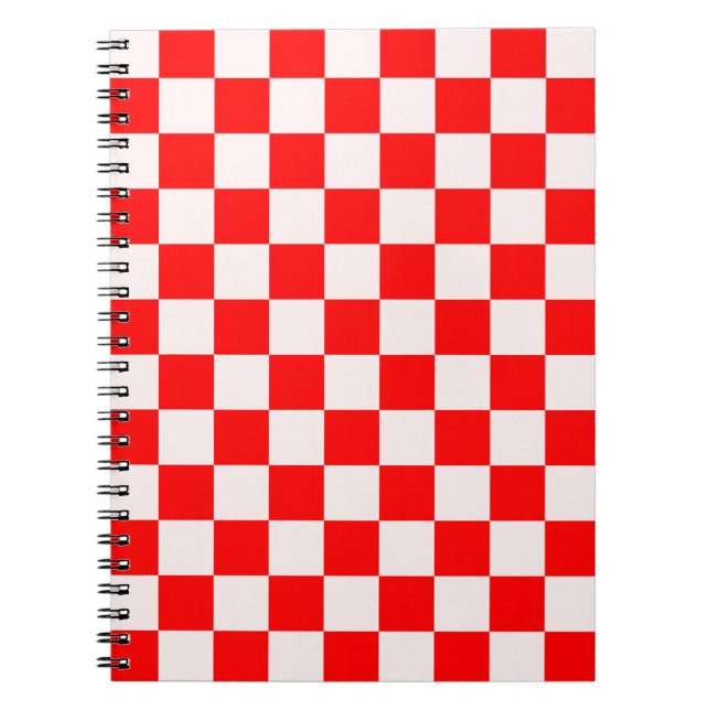 Red and White Chequered Pattern  Notebook (Front)