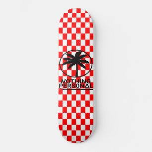 Red and White Chequered Pattern - NP Logo (Black) Skateboard