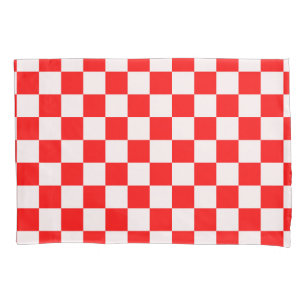 Red and White Chequered Pattern Pillowcase